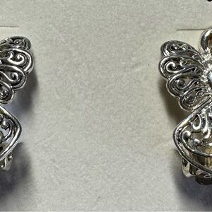 Vintage 1970’s Marie Jennifer silver and rhinestone angel clip on earrings